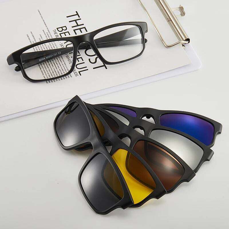 6 In 1 Men Women Polarized Optical Magnetic Magnet Sunglasses Clip on Sun Glasses Frame And Bag Z260127