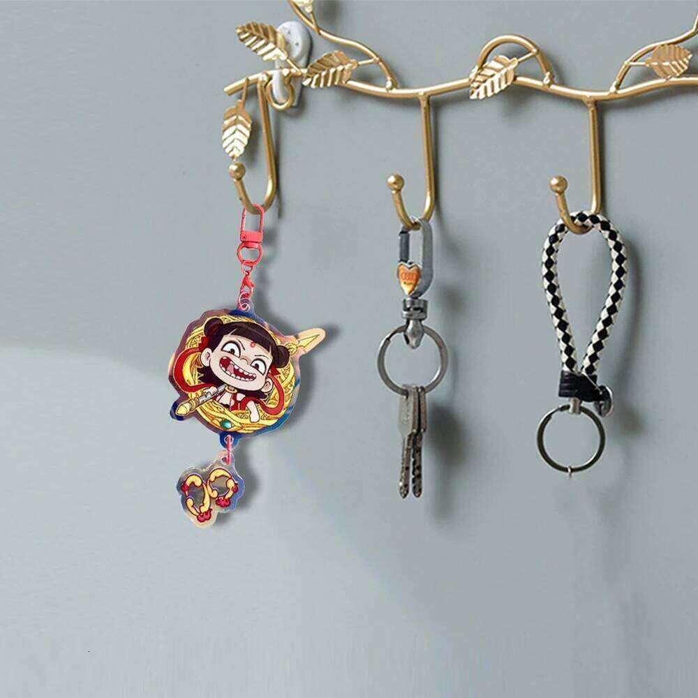 Movies Peripheral Keychain Cartoon Ne Zha 2 Acrylic Pendant Key Ring Gift For Party Student S260126 8fc