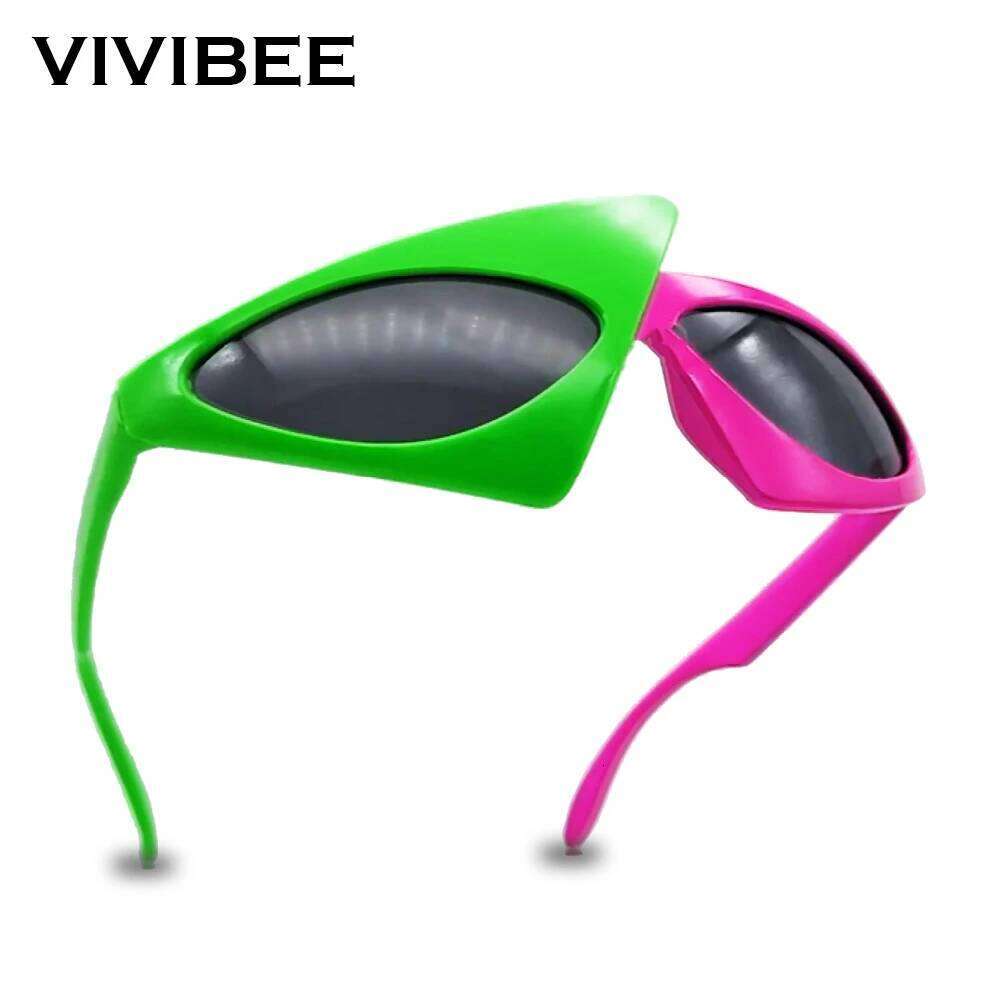 VIVIBEE Green Red Glasses Fancy Party Festival Sunglasses Hip Hop Unique Y2K Roy Purdy Funny Shades 2025 Trending Product Z260127