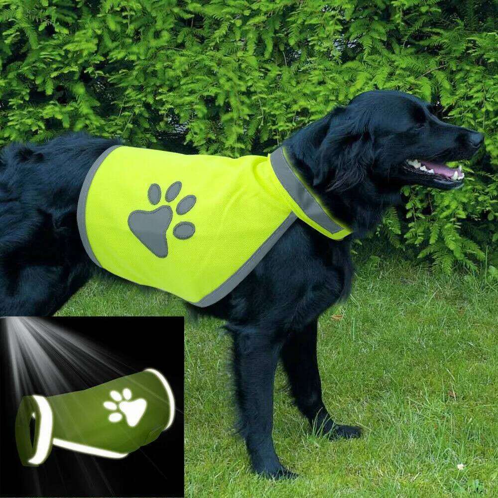 Reflective Vest High Visibility Yellow Fluorescent Clothes Dog Vis Jacket Coat Outdoor Night Safety Pet Supplies XJ260127