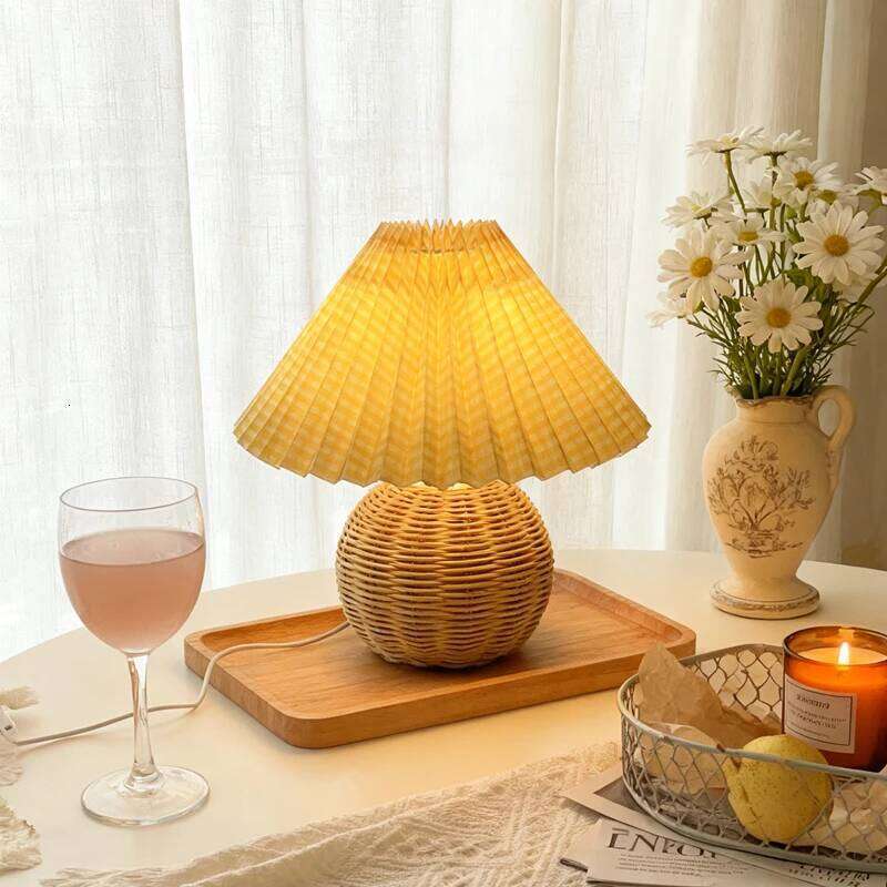 Hand-folded bamboo lampshade, spherical structure, warm lamp Japanese homestays, soft furnishings for bedside lamps Z260127