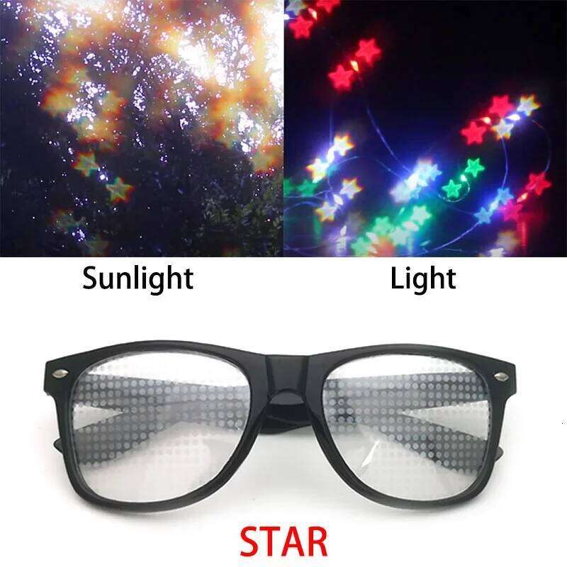 Diffractive Optical Special Effect Sunglasses Dance Light Show Female Glasses Star Football Dollar Heart Shape Z260127