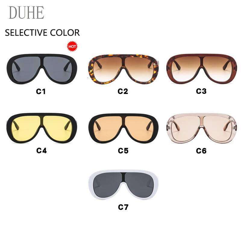 Oversized Frame Women's One Piece pilot Retro Trendy Mens Sunglasses Ins Fashion Luxury Shades Uv400Glasses Z260127