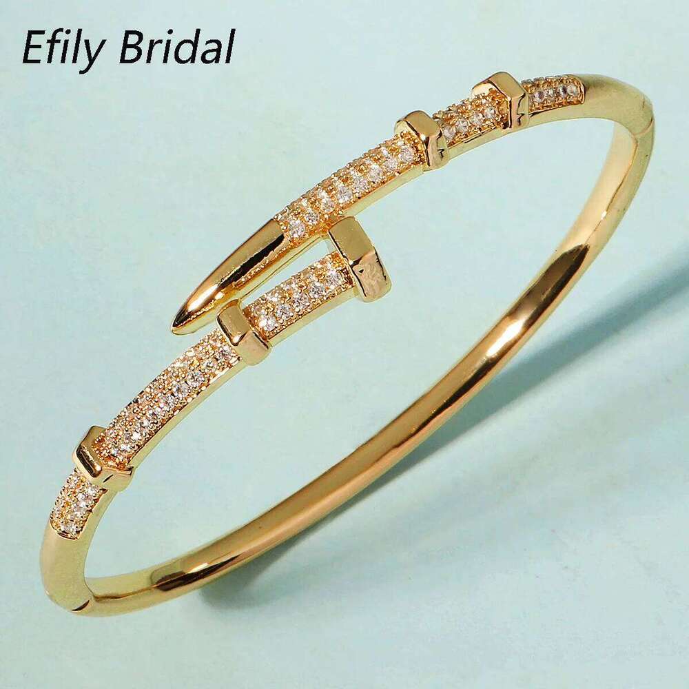 Efily Bridal Trendy Stainless Steel Classic Woman's Daily Bangle Nail Bracelet Brand Elegant Jewelry As Gifts XJ260127