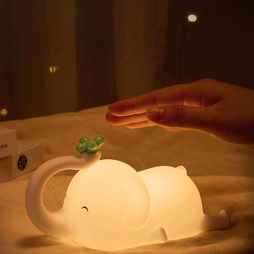 Children Silicone Light Cute Elephant Baby Dimmable Timed Sleeping Night Lamp for Bedside Bedroom Decoration Gift Birthday Z260127
