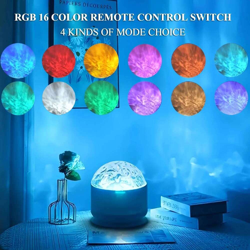 Starry Sky Galaxy Aurora LED Night Light Remote RGB 16 Colors Water Ripple Projector Lamp Party Room Decor Gift Z260127