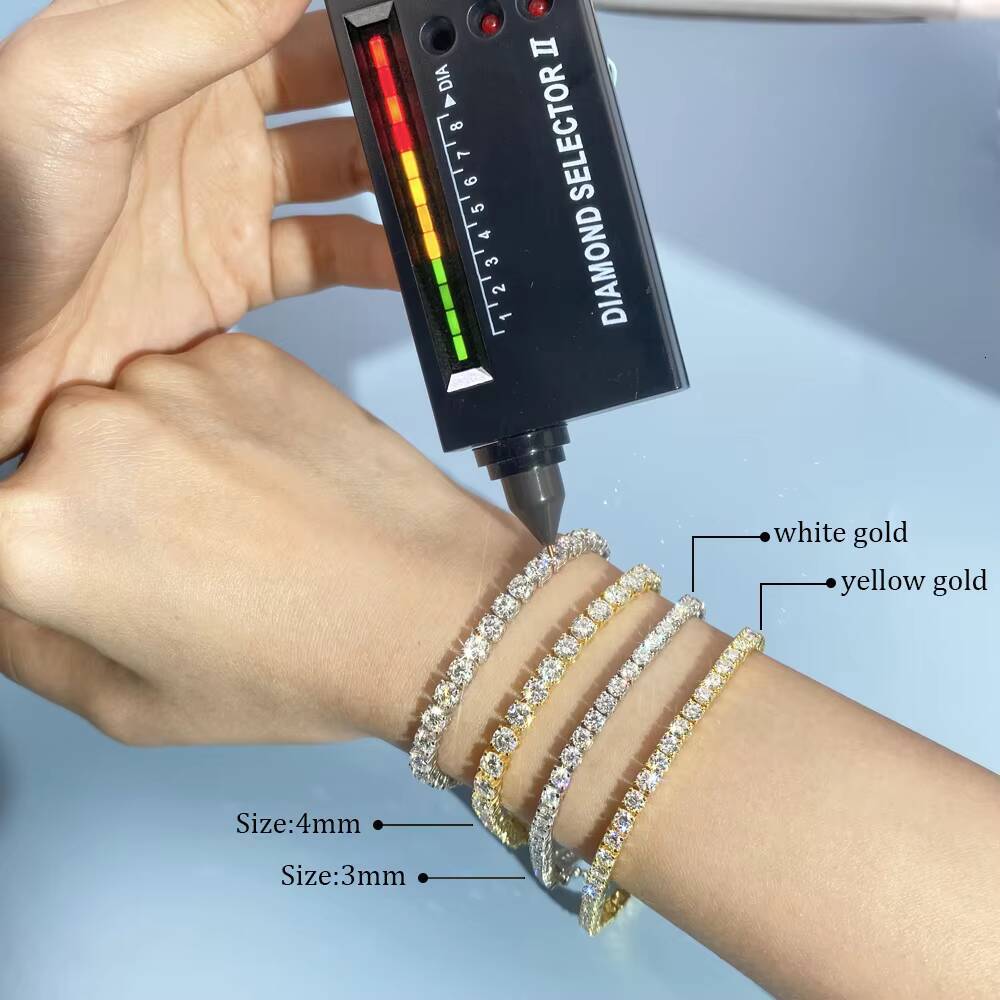 2mm-925 Sterling Silver Moissanite Tennis Chain Womans Tennis Bracelet Bangle Collection 3mm-5mm 65mm Sizes Available