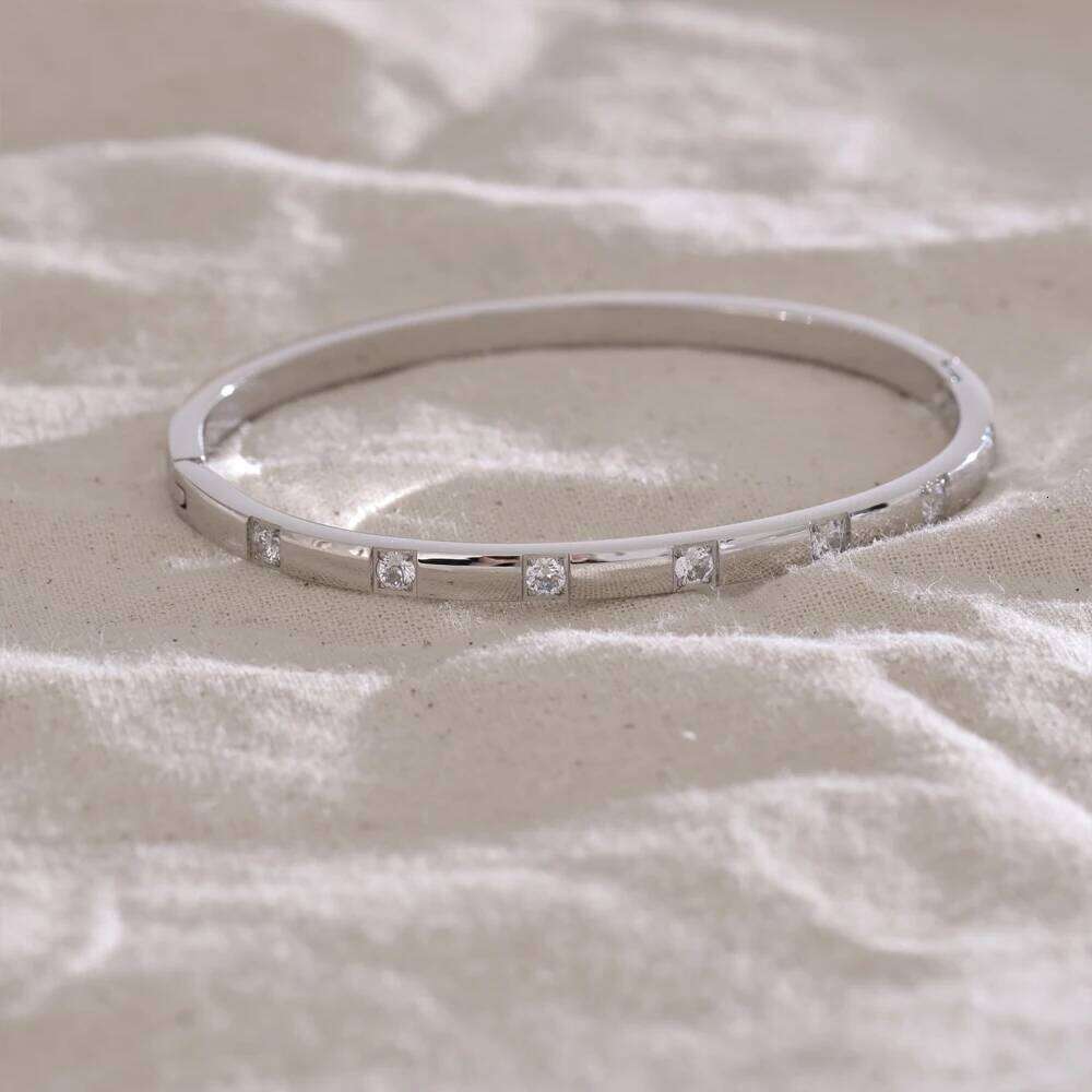 NiNice 2025 Exquisite Stainless Steel Cubic Zirconia Round Bracelet Bangle Fashion Trendy Jewellery Party Gift XJ260127