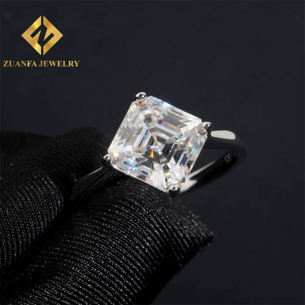 Luxury Jewelry Asscher Cut 4ct Moissanite Diamond Ring GRA Certificate Wedding Engagement Jewelry for Women Fine Rings