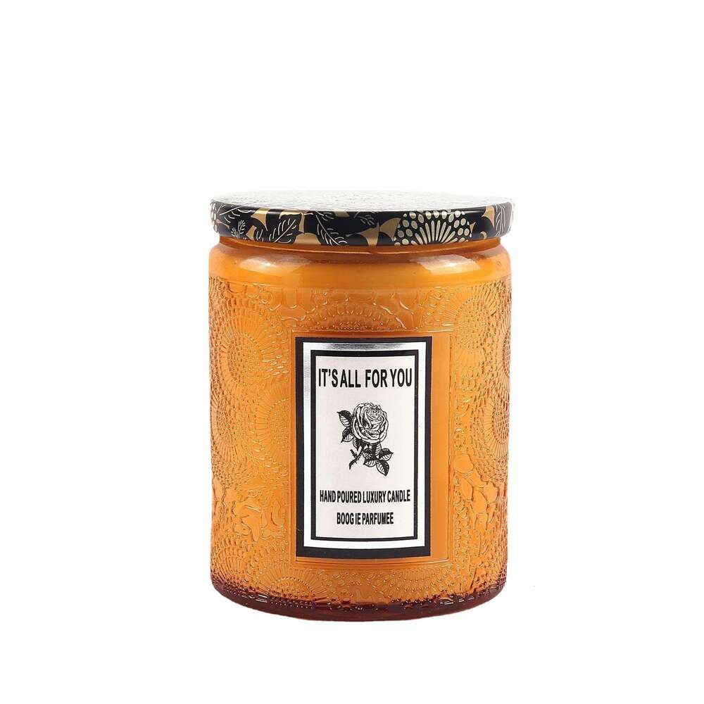 Embossed Bottle Glass Cup Aromatherapy Candle Plant Fragrance Essential Oil Smokeless Scent DIY Gift Box Wholesale Rose Y260127