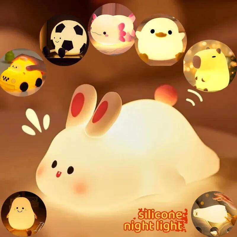 Soft Silicone Night Light - USB Rechargeable Touch Control 3-Level Dimmable Bedside Lamp for Nursery, Kids, Babies & Gift Decor Z260127