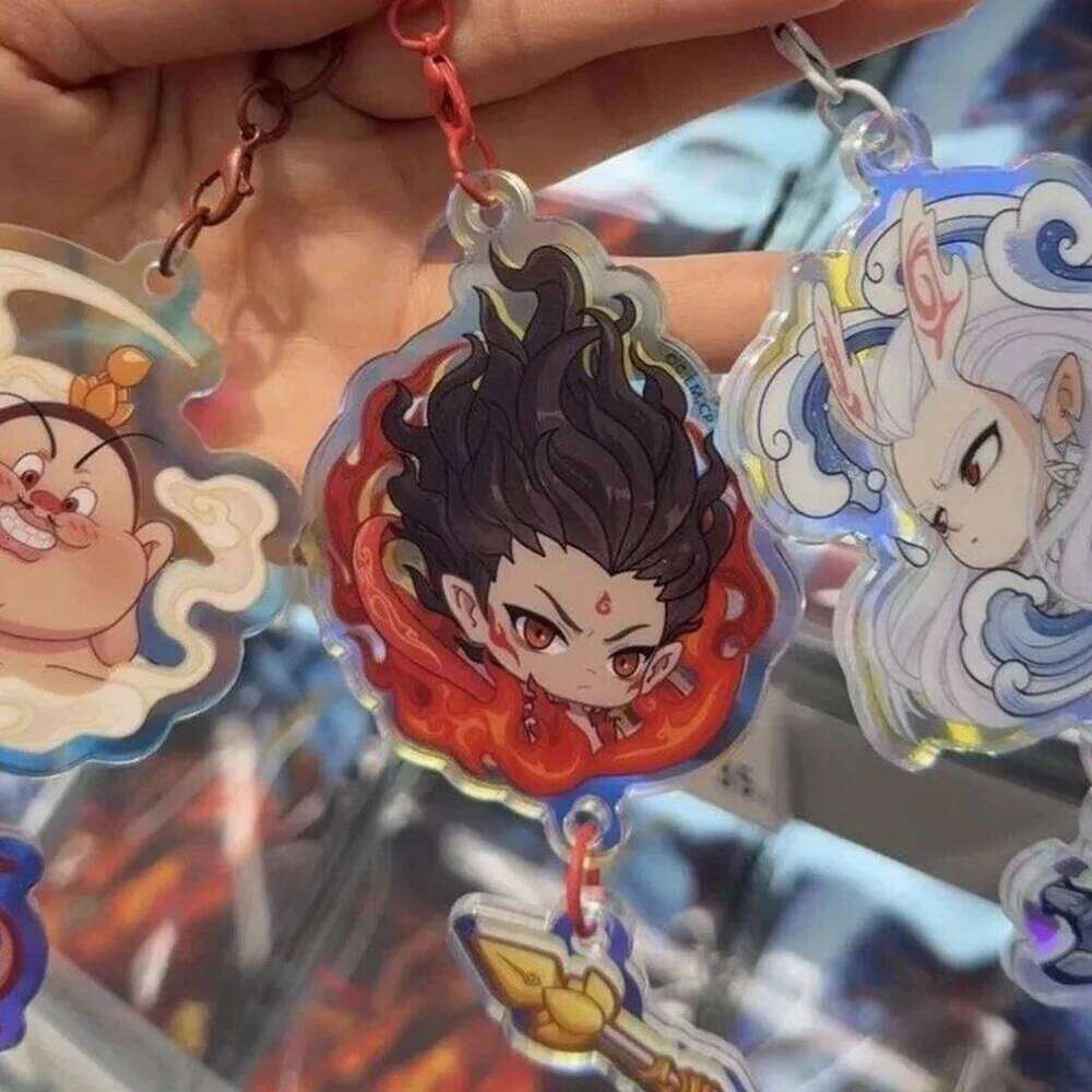 Movies Peripheral Keychain Cartoon Ne Zha 2 Acrylic Pendant Key Ring Gift For Party Student S260126 8fc