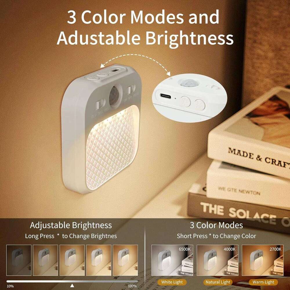 1-4 Pack Motion Sensor LED Rechargeable Stick-on Magnet Night Lamp for Bedroom Stairs Cabinet Hallway Kitchen Light Z260127