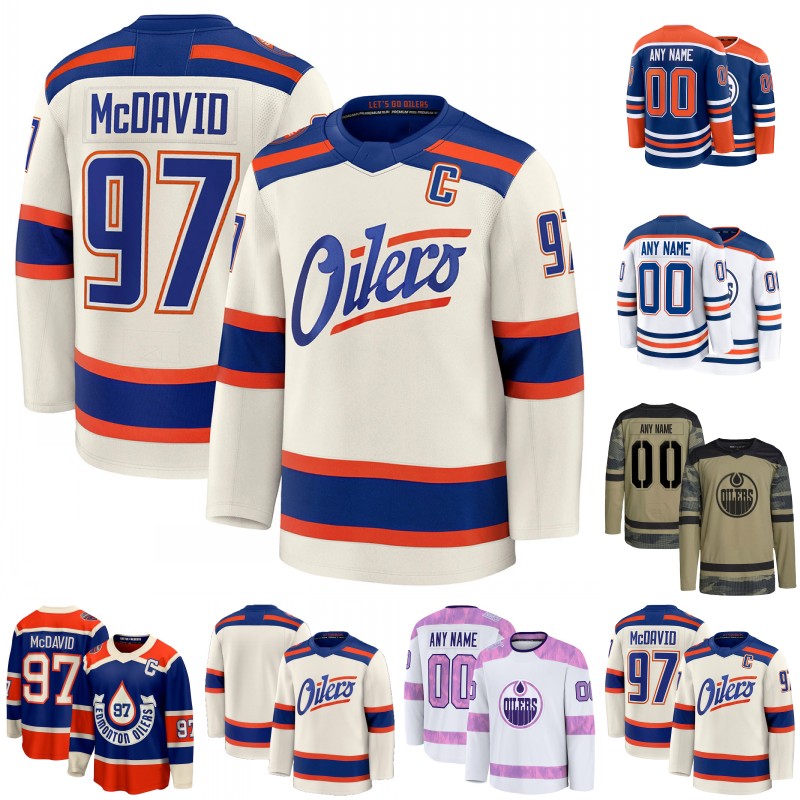Edmonton Oiler Hockey Jersey Leon Draisaitl Ryan Nugent-Hopkins Zach Hyman Kasperi Kapanen Evan Bouchard Mattias Ekholm Darnell Nurse Tristan Jarry Jerseys