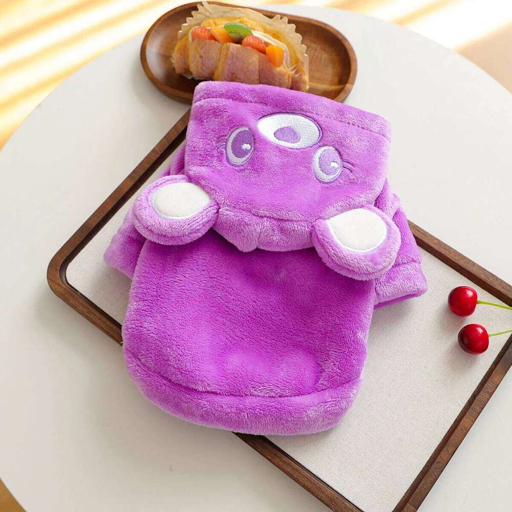 Clothes Autumn and Cute Purple Bear Sweater Winter Thickened Warm Hoodie Cat Wear Happy Dog Stuff XJ260127