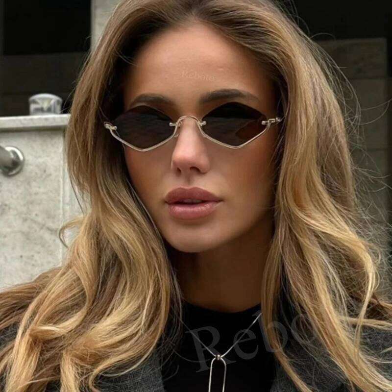 Fashion Small Polygonal Sunglasses Women Luxury Brand Metal Half Frame Sun Glasses Ladies Hipster sexy Cat Eye Shades Vintage Z260127