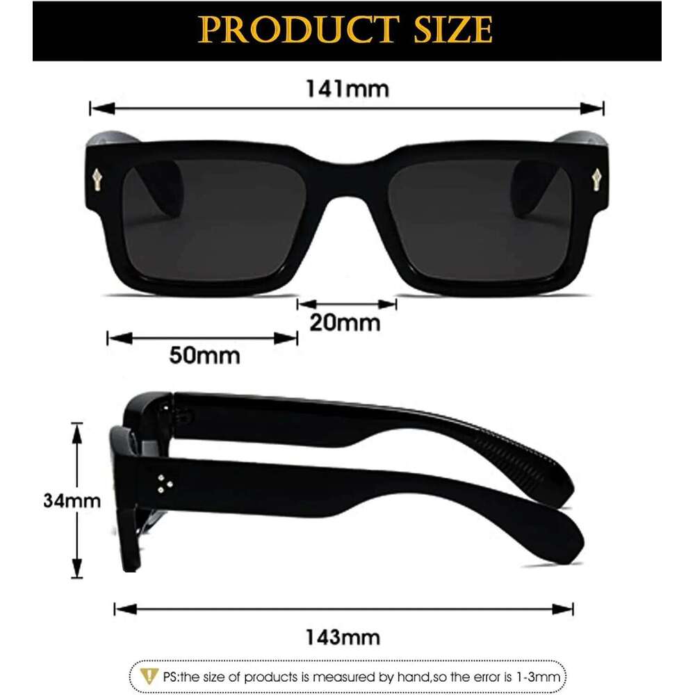 2026 EYLRIM Square Frame Sunglasses for Women Men Trendy Chunky Rectangle Sun Glasses Black Shades UV400 Protection 26Y0127 - view 7