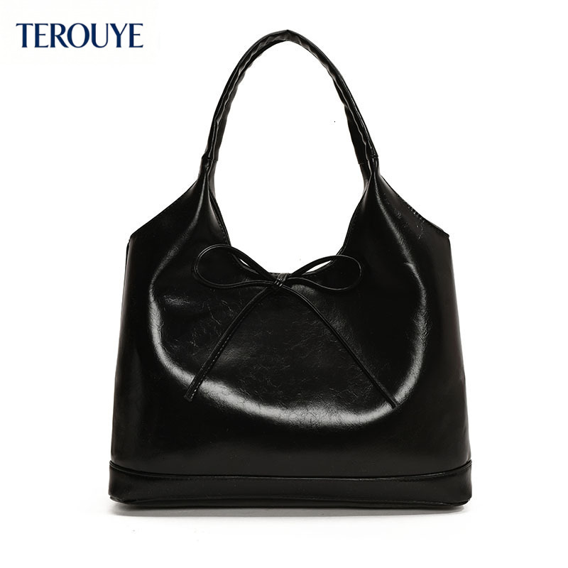 TEROUYE autumn and winter new Korean bag style niche design bow elegant retro fashion handbag women's shoulder bag
