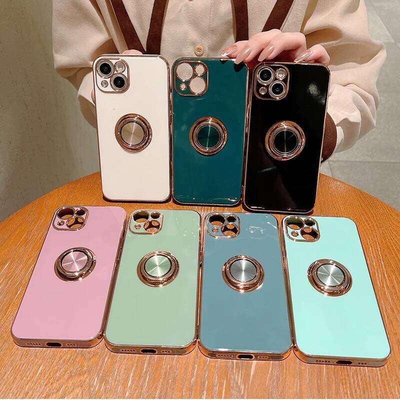 Luxury Plating Finger Ring Holder 17 Air 13 14 Pro Max 16 15 12 Soft Phone Cover For iPhone 11 Case 26H0127