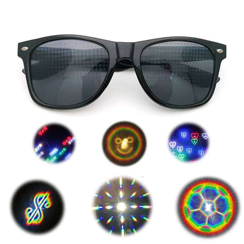 Diffractive Optical Special Effect Sunglasses Dance Light Show Female Glasses Star Football Dollar Heart Shape Z260127