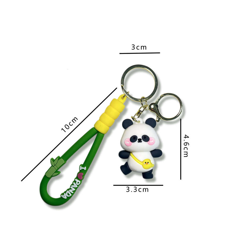 Baozhu Little Panda Car Pendant Doll PVC Keychain Hanging Decoration Key Ring Wholesale Cute Fun S260126