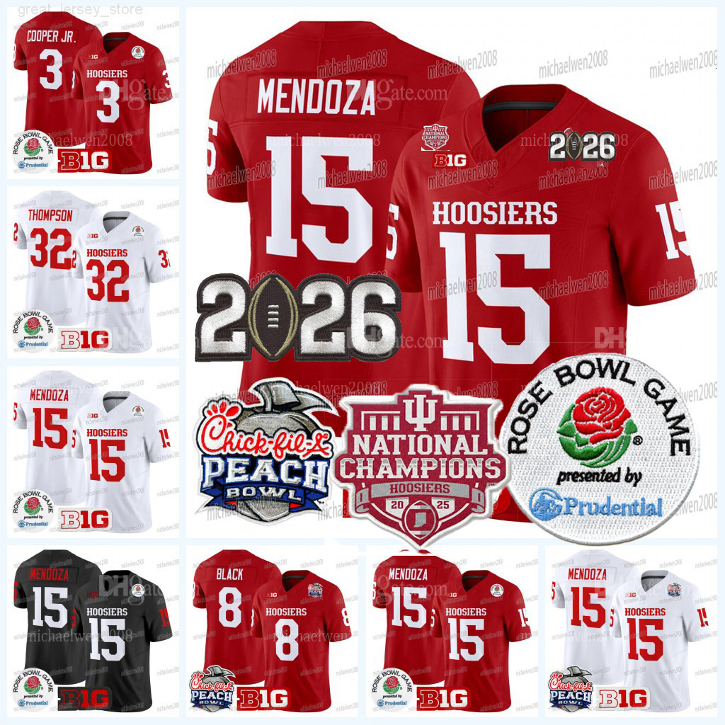 Indiana Hoosiers 2026 Final Nationals Champion Football Jersey Fernando Mendoza Rust Born Kaelon Black Omar Cooper Jr Roman Hemby