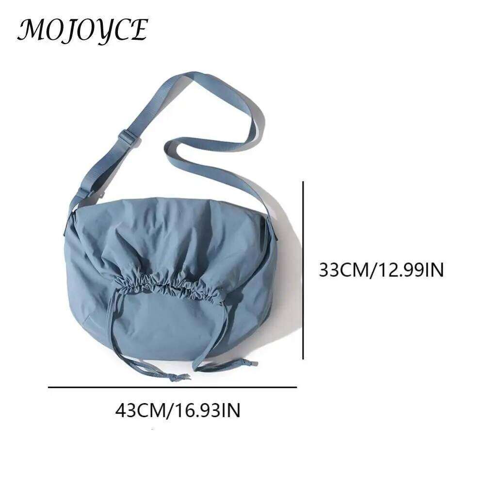 Women Shoulder Solid Color Drawstring Sling Adjustable Strap Lightweight Shopping Girls Outdoor Bag