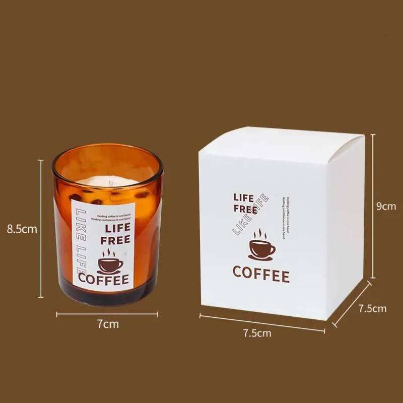 Coffee Scented Candle Amber Jar Gifts for Guests in Personal Design Aesthetic Home Decorative Candles Y260127
