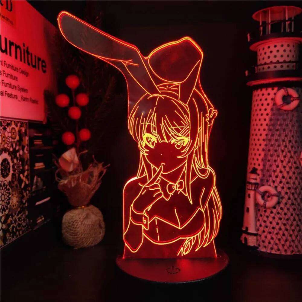 3D Illusion Led Nightlights ANIME Light Lamp Multi Color Changing Lampara BUNNY GIRL SENPAI MAI SAKURAJIMA KAWAII For Xmas Gift Z260127