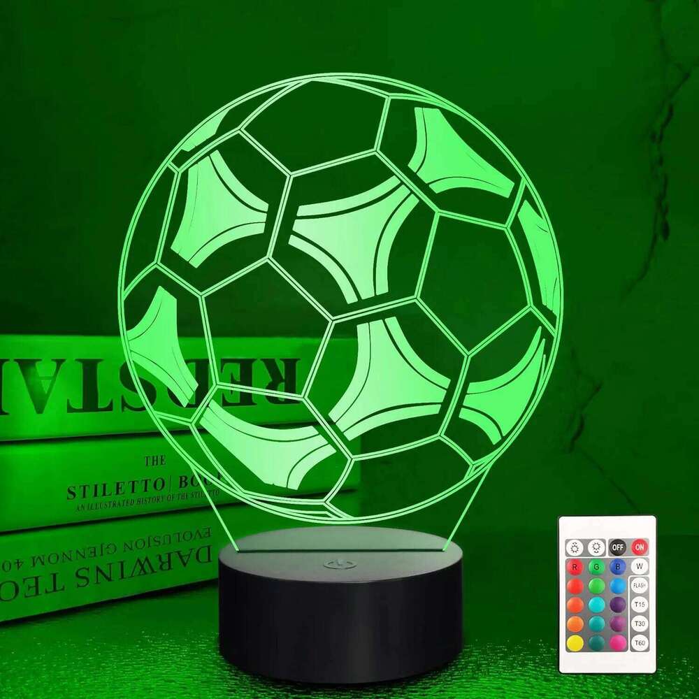 3D Football Illusion Lamp with 16 Color Changing Sport Night Light for Men Teenagers Kids - Unique Birthday Gift Idea Z260127