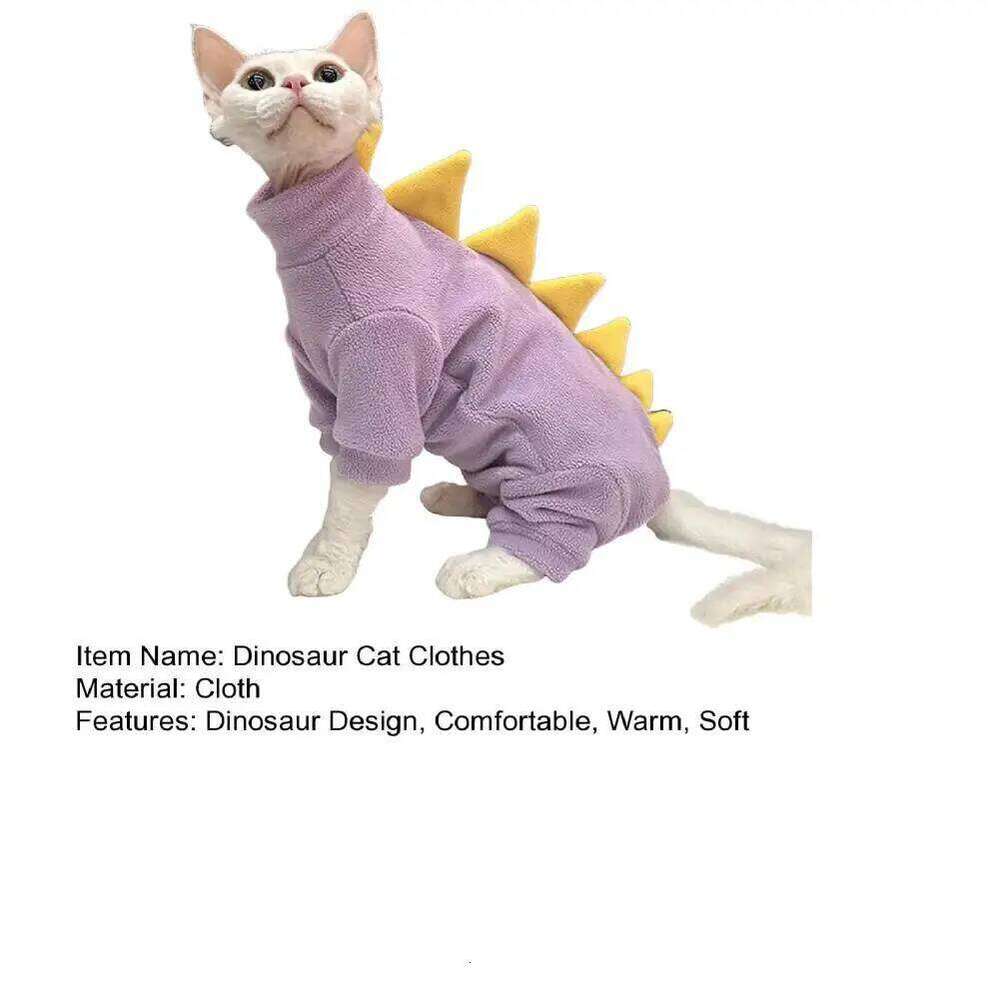Clothes Dinosaur Shape Winter Sphynx Pajamas Costume Fleece Warm Cat Jacket For Indoor Hairless Cats Halloween Party XJ260127