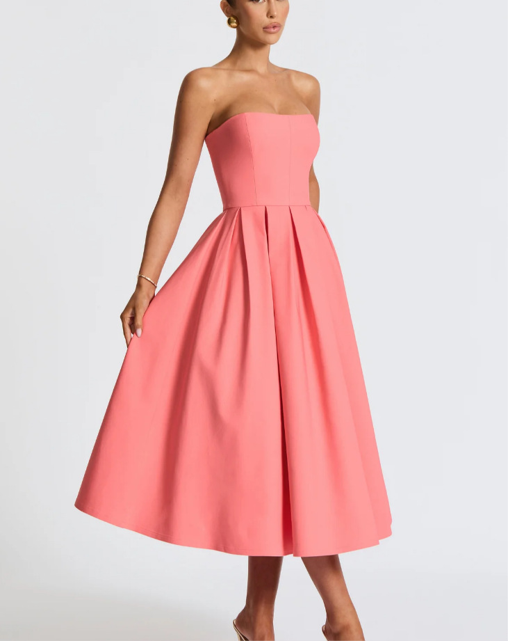 hot Free delivery women dress Summer minimalist dress for women solid color slimming commuting mid length skirt