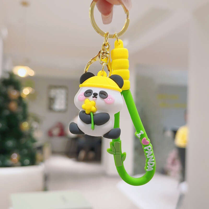 National Trend Premium Panda Plush Keychain PVC Soft Rubber Pendant Cartoon Accessories Wholesale Creative Cute Items S260126