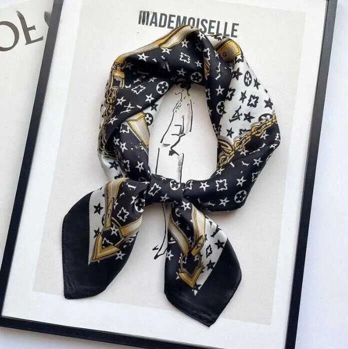 Scarf Silk Scarfs For Women Cap Lightweight Square Satin Head Wrap Medium Headband Shawl Character Letter Animal Print Dot Floral Neckerchiefs - view 9
