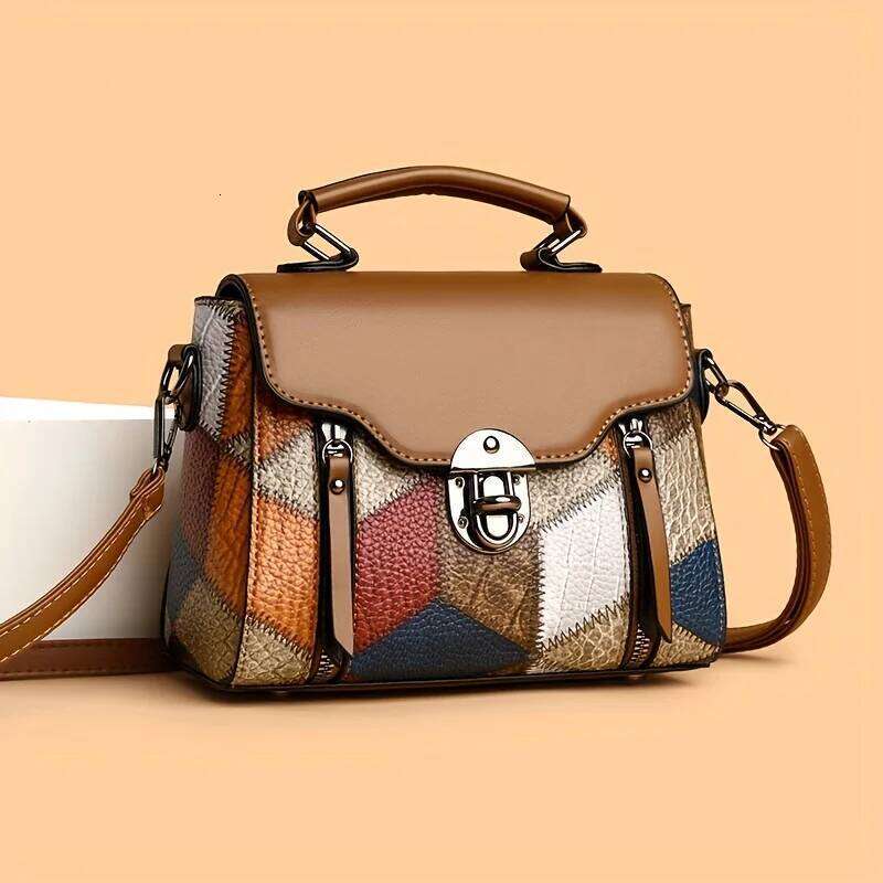 Women's Retro Rhombus Pattern Crossbody Bag Adjustable Shoulder Strap Zipper Closure, Multi-Color Options for Daily Use