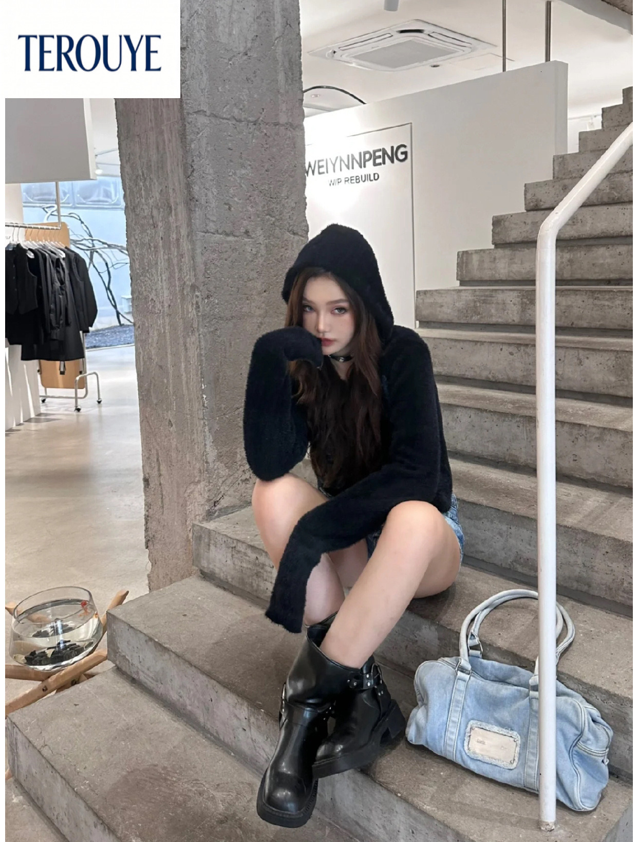 TEROUYE Autumn/Winter New bag Korean Large Capacity Cowboy Bag Fashion Trend Lazy Style Handbag Women's Single Shoulder Bag