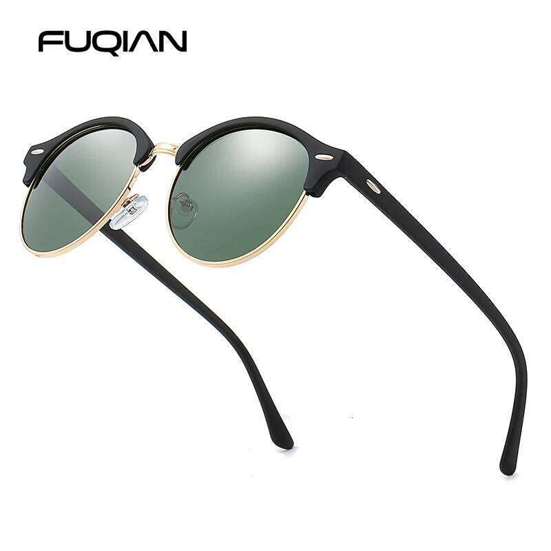 Classic Round Polarized Sunglasses Men Women Brand Retro Half Frame Sun Glasses Vintage Driving Vacation Eyewear UV400 Z260127