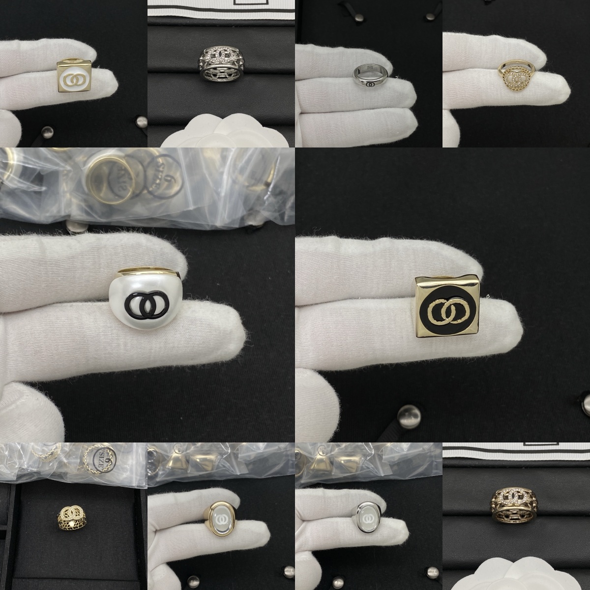 New Style Letter Ring Gold Silver Color Brass Copper Open Band Rings Fashion Fine Finger Ring Luxury Crystal Pearl Ring for Womens Wedding Jewelry Gifts One Size:6 7 8