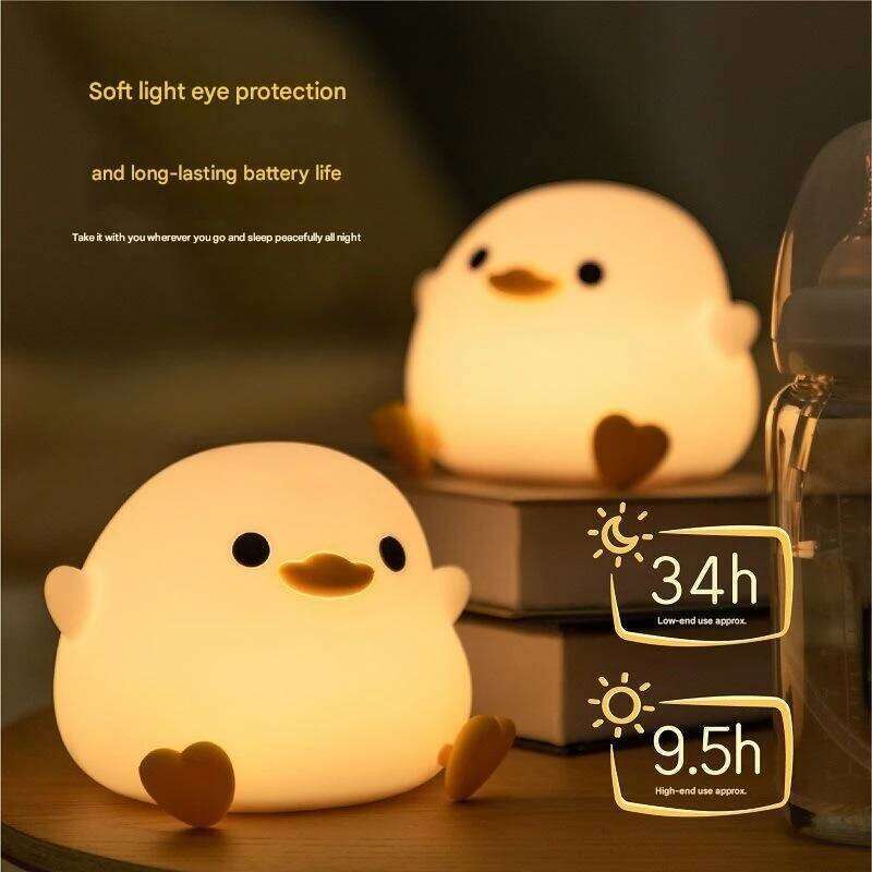 LED night light cute duck cartoon animal silicone lamp children pat variable 7 colors timeable USB rechargeable birthday gift Z260127