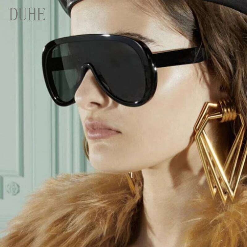 Oversized Frame Women's One Piece pilot Retro Trendy Mens Sunglasses Ins Fashion Luxury Shades Uv400Glasses Z260127