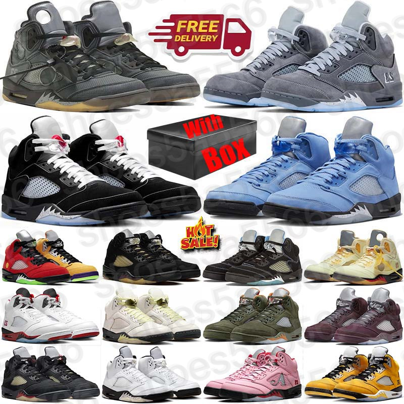 Free Shipping With Box Designer Basketball 5 5s Shoes matalic sneakers jordan5smen Black Metallic mens Wolf Grey off Racer Blue jordan5men white trainers quality