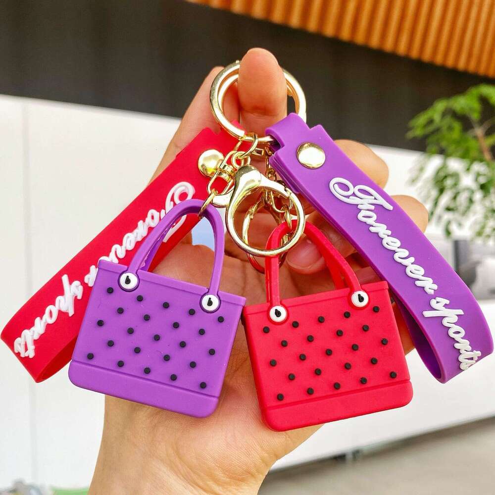 Hot-Selling Fashion Beach Keychain Imitation EVA Outdoor Basket Women's Hole Bag Pendant Cross-Border Small Gift S260126