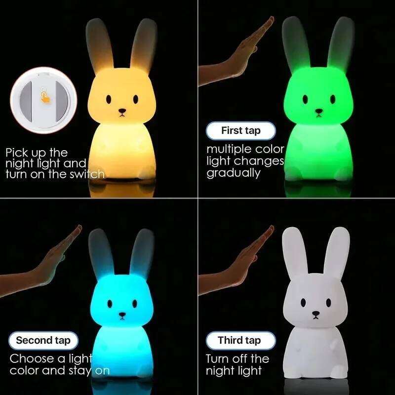 LED Night light Silicone Rabbit Touch Sensor lamp Cute Animal Light Bedroom Gift for Kid Baby Child Table Lamp Home Decor Z260127