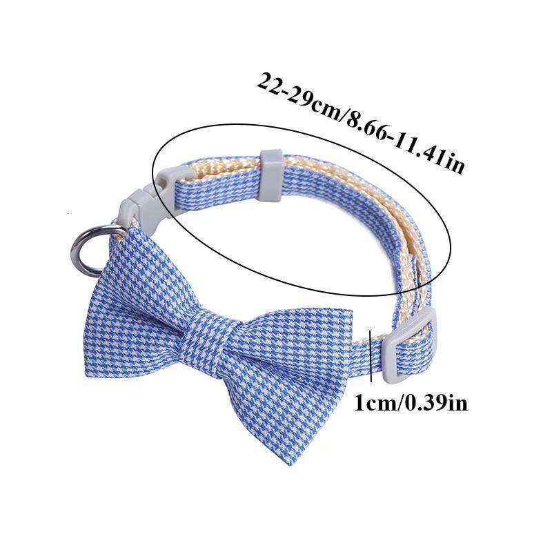 Ring Solid Cute Plaids Color Dogs Cat Bow Pet Accessories Plaid Collar Fashionable Adjustable Checkered & Sweet pet supplies