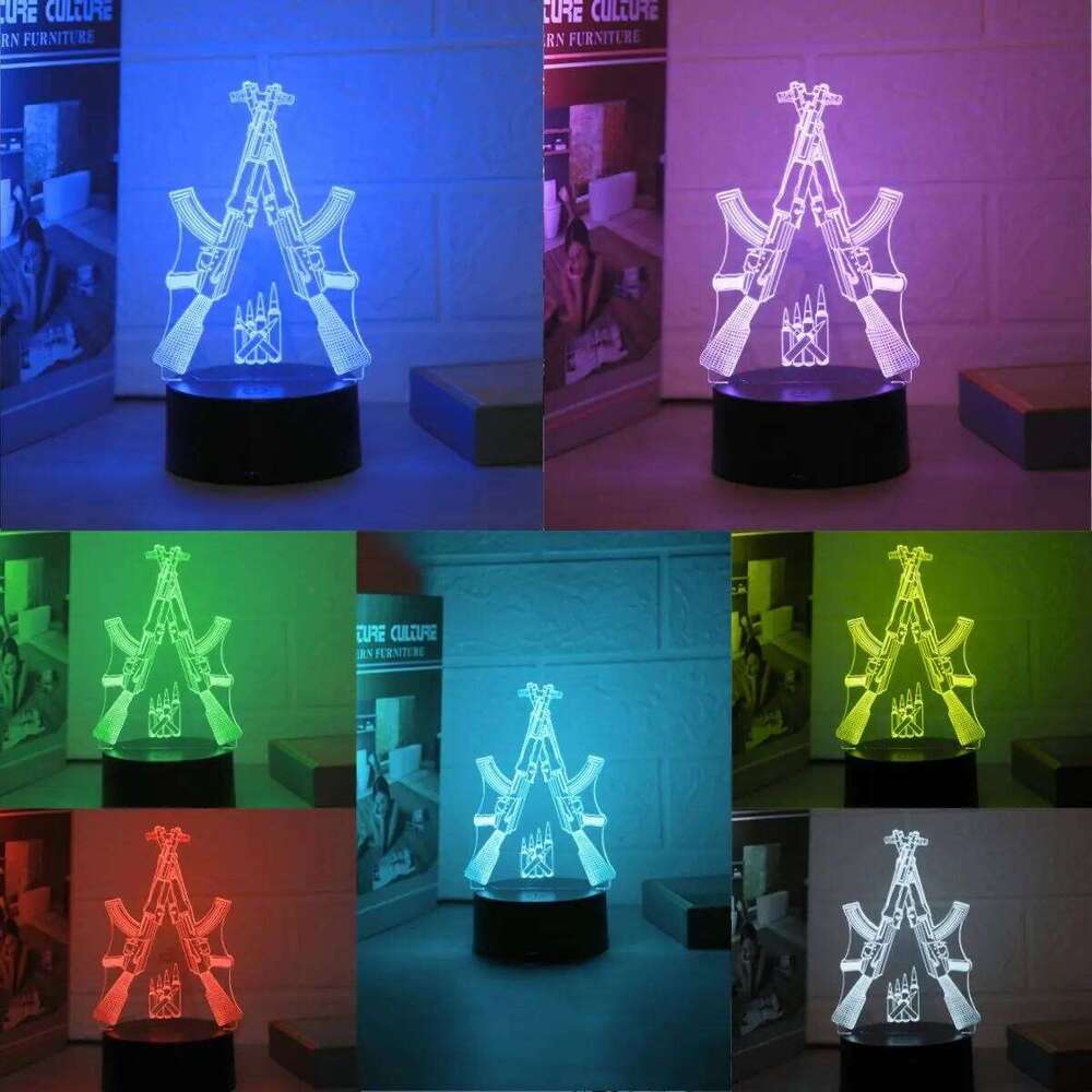 Creative dual gun touch color 3D night light, room decoration birthday gift - graduation anniversary Z260127
