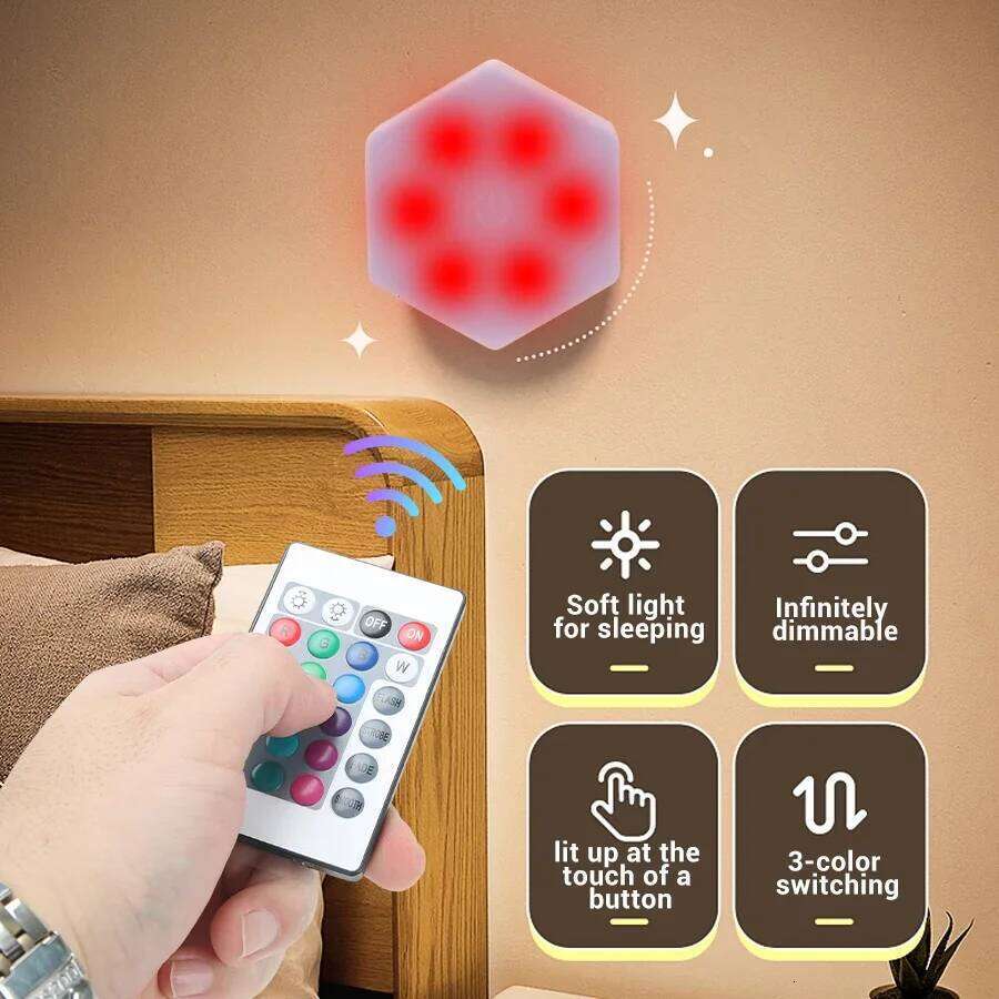 3/6pcs Control Hexagonal LED Light,Honeycomb Touch Sensitive Wall Night Lights, Honeycomb Lights Z260127