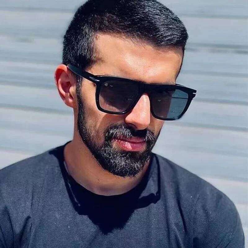 Vintage Square Sunglasses Men Anti-Blue Light Glasses Fashion Gradient Driving Shades Leopard Black Brand Oculos Z260127