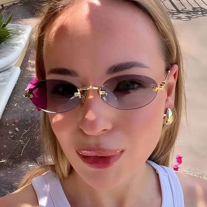 Frameless Oval Personality Luxury Brand Ins Style Summer Sun Protection High-End Fashion Sunglasses UV400 Z260127