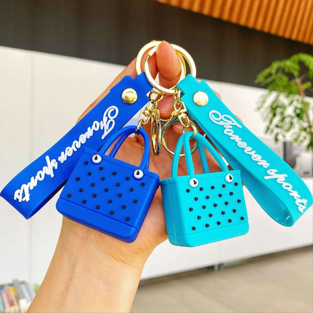 Hot-Selling Fashion Beach Keychain Imitation EVA Outdoor Basket Women's Hole Bag Pendant Cross-Border Small Gift S260126