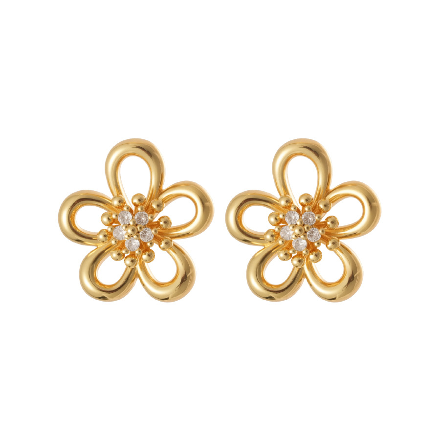 Silver Needle Zircon Flower Casual Fashion Personality Niche Versatile Light Luxury High-end Earrings for Women - view 9
